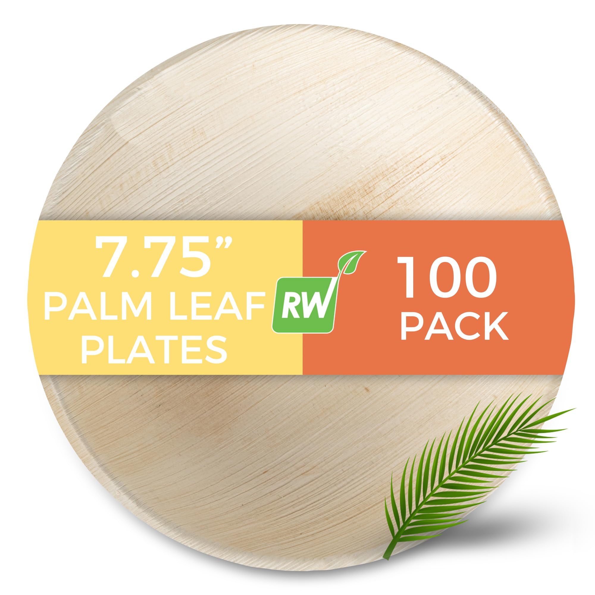 Restaurantware Indo Lot de 100 assiettes rondes en feuilles de palmier naturelles – 19 x 19 x 3,8 cm