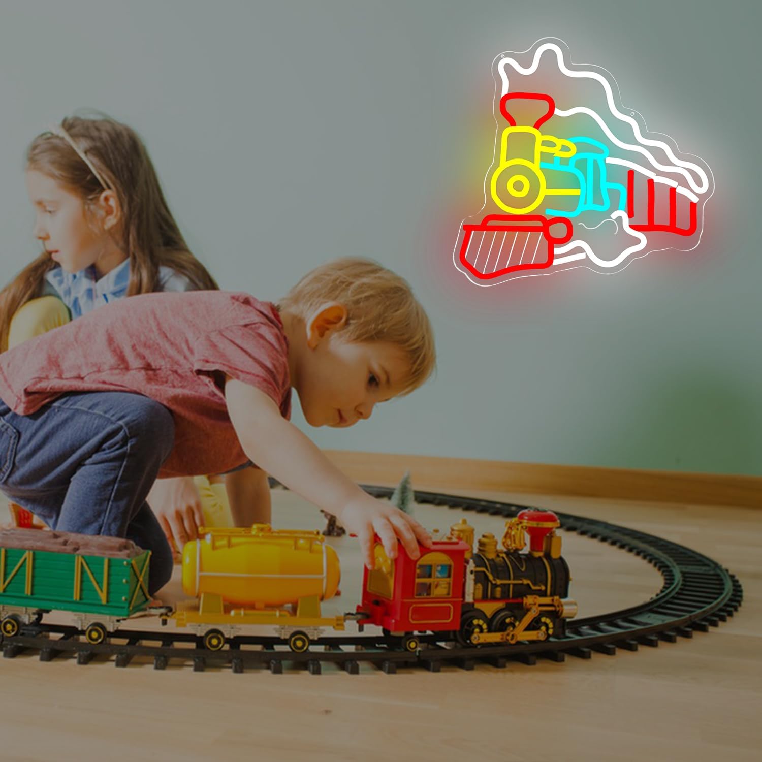 Steam Train Neon Sign for Wall Decor Train Birthday Decorations Dimmable Led Neon Light Up Signs for Kids Boys Room Bedroom Decor Game Room Man Cave Home Wall Art Gift
