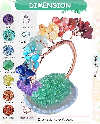 Miniatura 2 de HORNYPOOT Árbol de cristal curativo de 5 pulgadas, cristales de Reiki naturales de 7 chakras y piedras curativas, cuentas de gemas para chakras,