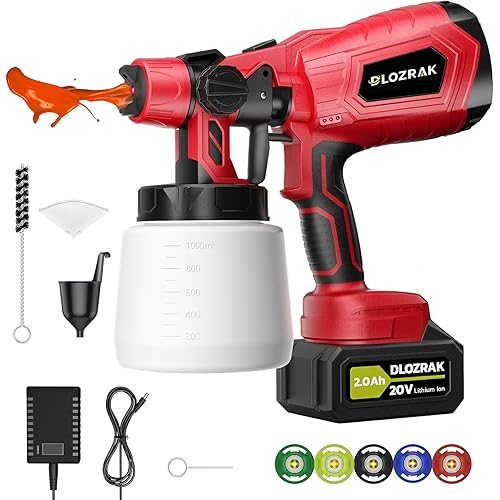 Paint Sprayer with Battery, Spray Paint Gun, Durable Cordless Paint Sprayer for House Painting, Full Accessories, Easy to Clean, Suitable for Furniture, Fences, Doors, Garden Chairs, etc