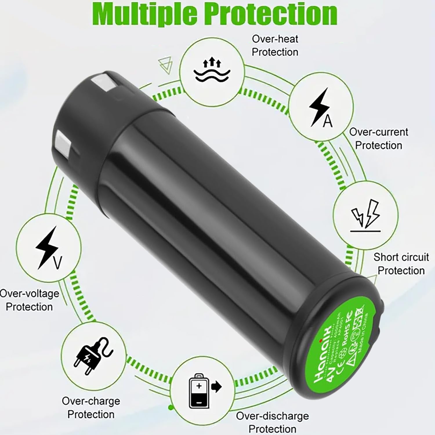 4000mAh Replace for RYOBI 4V Battery AP4001 Tek4 RP4020 RP4300 RP4400 RP4410 RP4900 RP4520 RP4530 RP490 AP4302 AP4700 CSD42l RGS410 RLP416 RP4010 HP53LK Rechargeable Battery