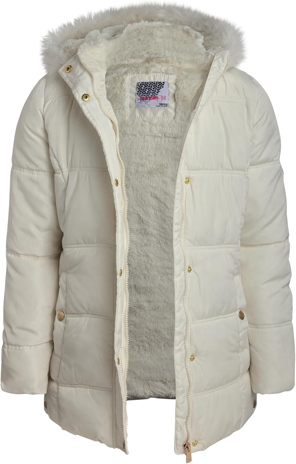 KENSIE GIRL Girls Puffer Jacket - Insulated Polar Fleece Puffer Winter Coats for Girls w/Fur Hood & Matching Snow Hat
