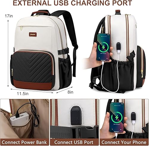 Miniatura 5 de Mochila para Laptop para Mujeres Mochila de Libros Mochilas de Trabajo y Escuela de 15.6 pulgadas con Bolsillo con Compartimento para Taza de Gran