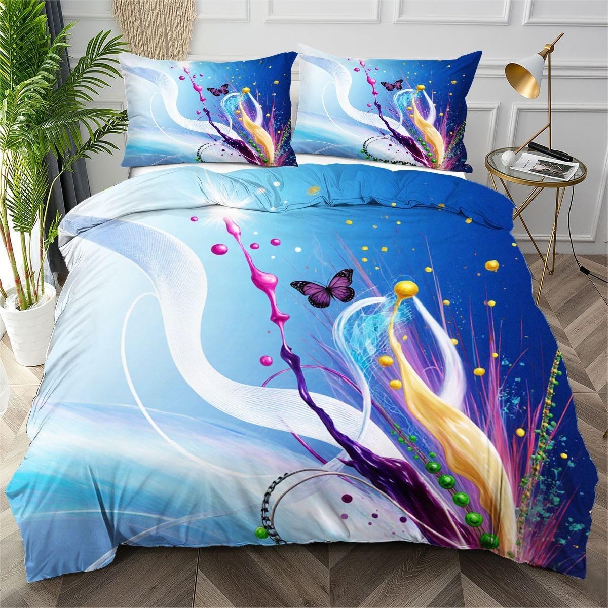 Housse de couette papillon 200x200 cm en microfibre douce avec fermeture éclair AW3244