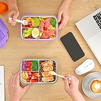 Vista 7 de LOVINA Cajas Bento para Adultos – Contenedor de almuerzo Bento de 1100 ML para niños con cuchara y tenedor – Tamaño perfecto duradero para comida