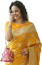 SIRIL Women's Kanjivaram Silk Saree Jacquard Banarasi Sari With Blouse Piece For Wedding