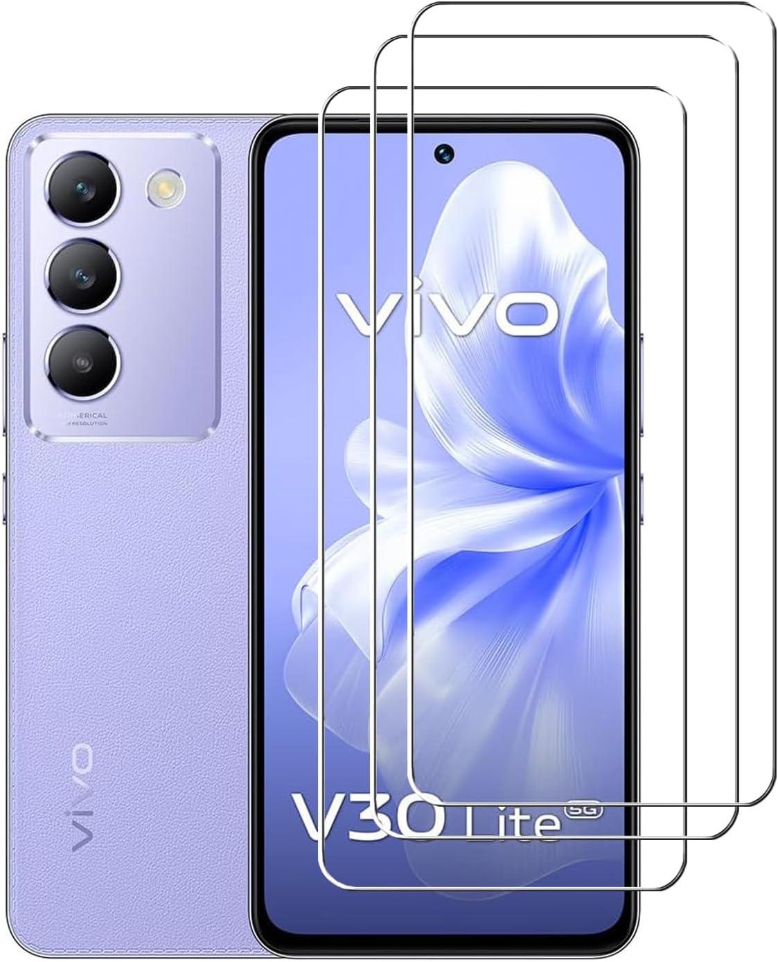 [3 Pack] Tempered Glass for VIVO V30 Lite 5G Screen Protector,9H Hardness High Definition Clear Scratch Resistant Bubble Free Anti-Fingerprints