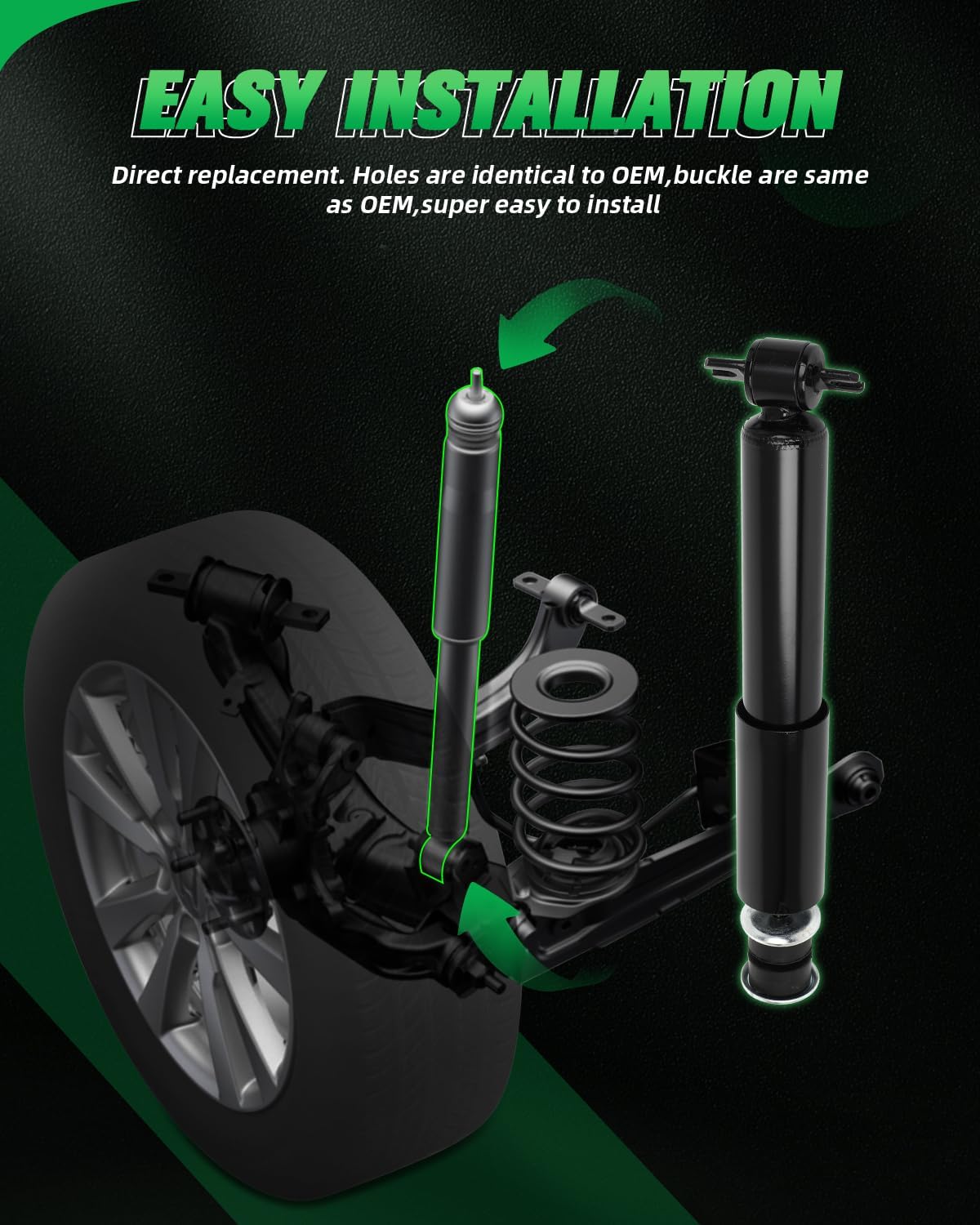 SCITOO - Front Shock Absorbers for Chevy Fits 2003-2014 for Chevy Express 1500,2003-2007 for Chevy Express 2500,2003-2014 for GMC Savana 1500,03-07 for GMC Savana 2500 Shocks Shocks Struts - 2Pc Set