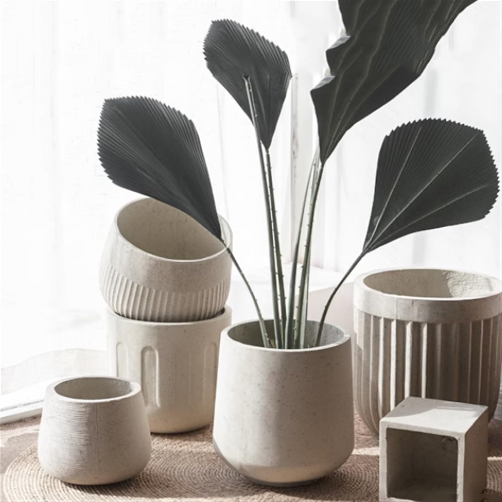 Doniczki na kwiaty Proste sadzarki cementowe okrągłe doniczki podłogowe kryty duże zielone rośliny kwiaty doniczki na rośliny salon balkon dekoracyjne Bonsai Doniczka (Size : M)