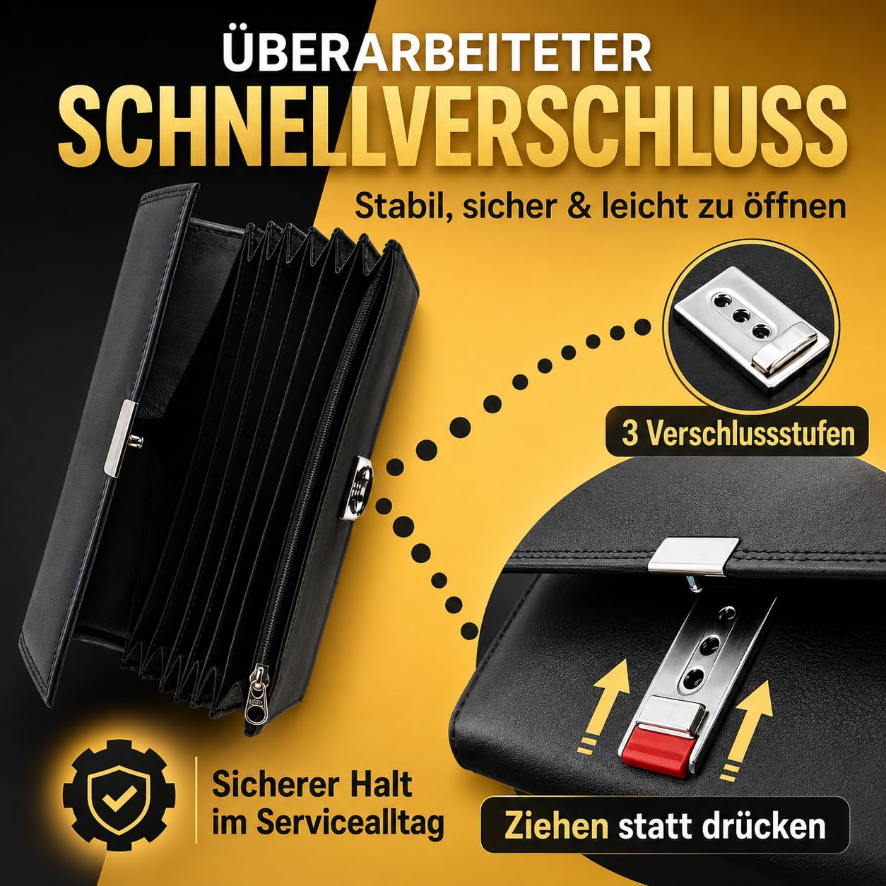 VATERLIEBE Kellner Geldbörse Leder – großes Kellnerportemonnaie mit viel Platz, großen Fächern & großem Kleingeldfach – weiche Nappa Leder Kellnerbörse mit stabilem Verschluss