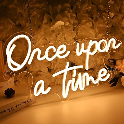 Miniatura 4 de SYLHOME Letrero de neón LED "Once Upon A Time" para decoración del hogar, dormitorio, habitación de niños, guardería, decoración de pared, palabras