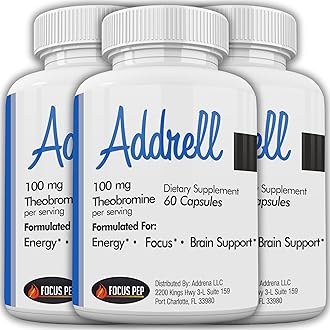 Addrell Energy Stimulant Pills- Study Supplement Alternative Pill, Natural Nootropic Supplements & Cognitive Enhancer Substitute to Elevate Mental Clarity for Women & Men- 180 Capsules