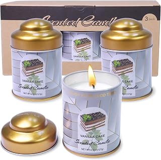 Vanilla Cake 3-Pack Scented Candle Sets | 8% Essential Oil 13.5oz 75H Burn Time | Natural Soy Wax Aromatherapy Candles for Stress Relief & Sleep, Smoke-Free | Handmade Candles Gift for Women&Men