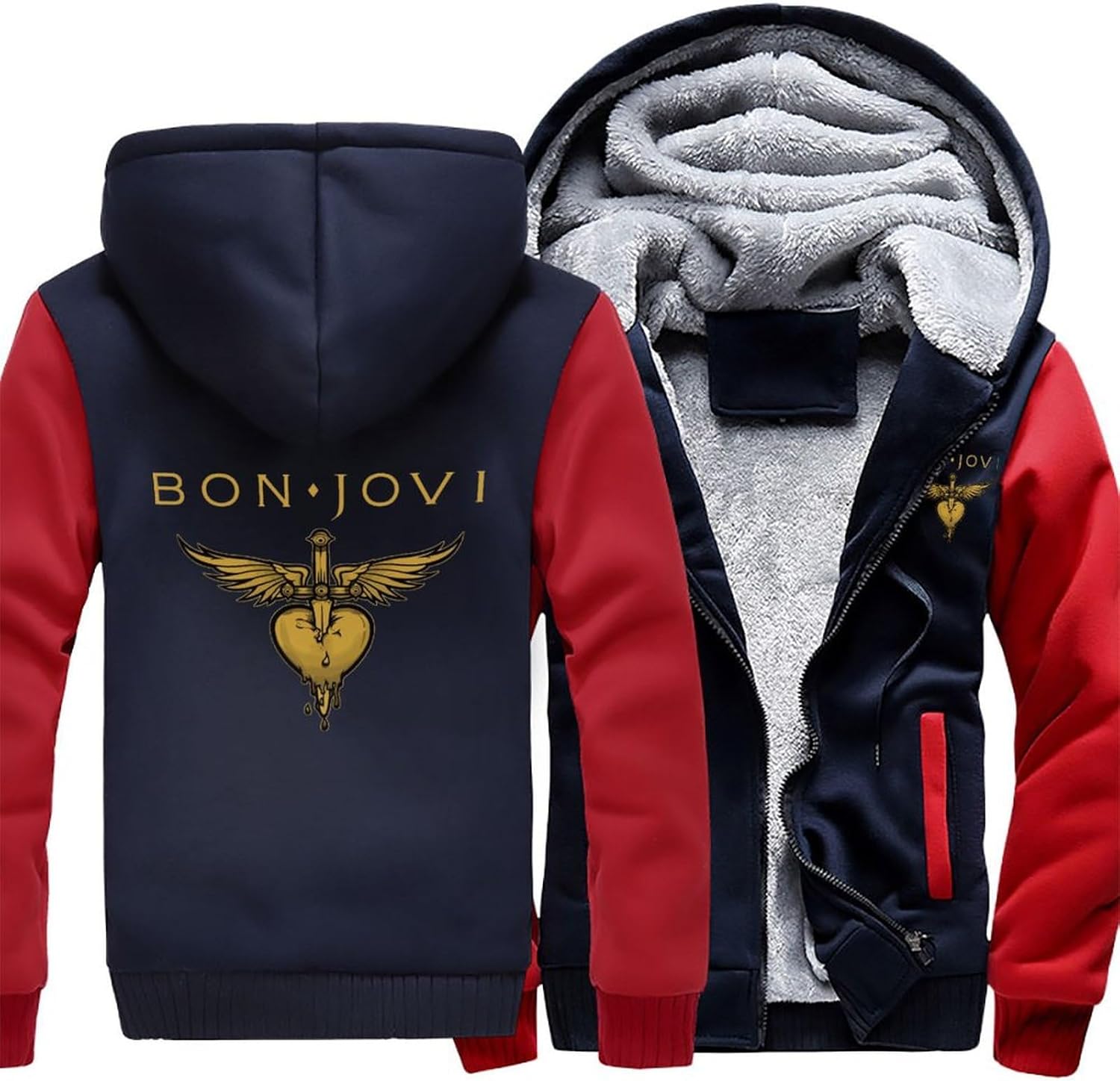 Amazon.co.jp: [teakea] ジップアップパーカー メンズ Bon Jovi