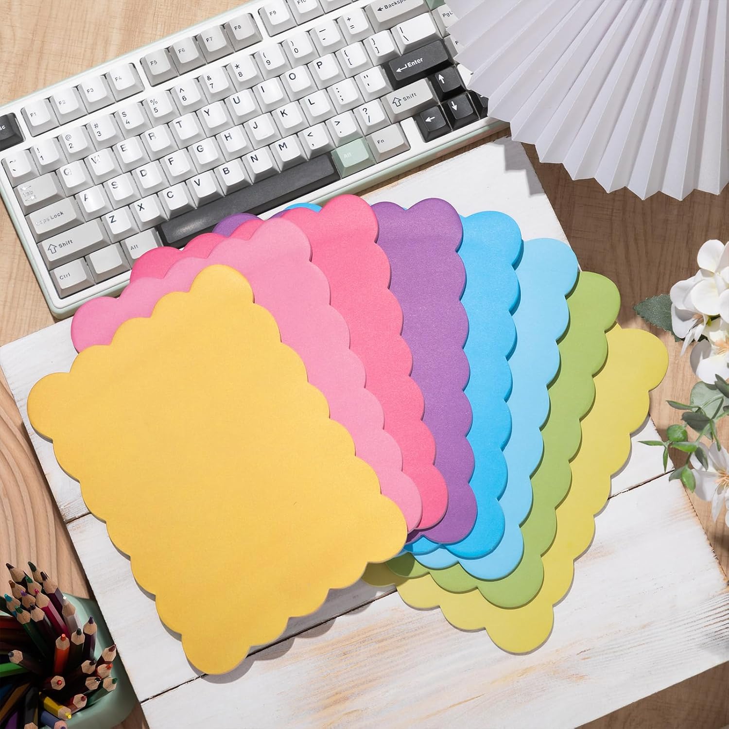 Eaasty 8 Pack 8" x 6" Scalloped Sticky Notes, No Line, Bright Colors image 4