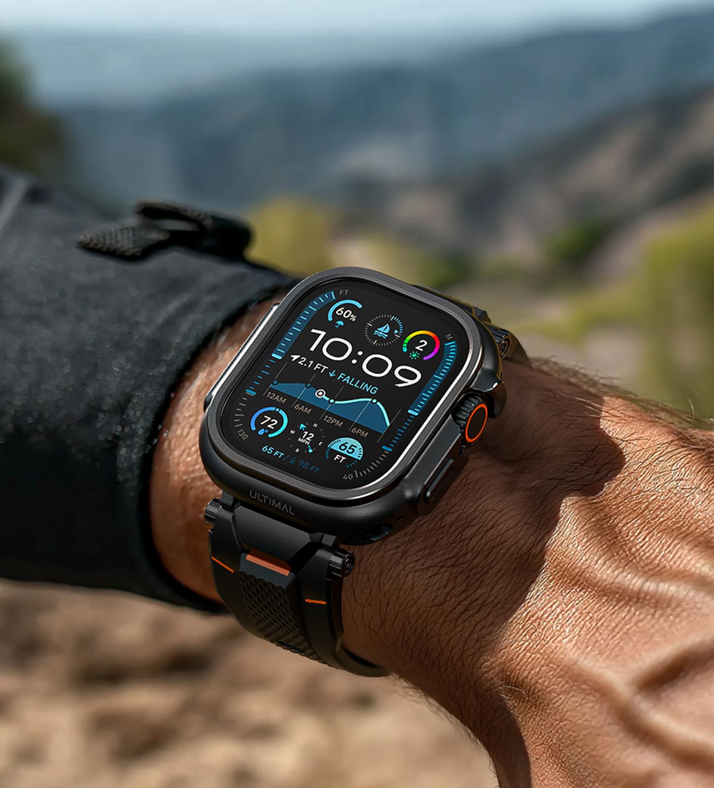 ULTIMAL Coque de montre compatible avec Apple Watch Ultra 3/Ultra 2/Ultra, coque de protection antichoc de qualité militaire améliorée, compatible avec iWatch 49 mm (noir, 49 mm)
