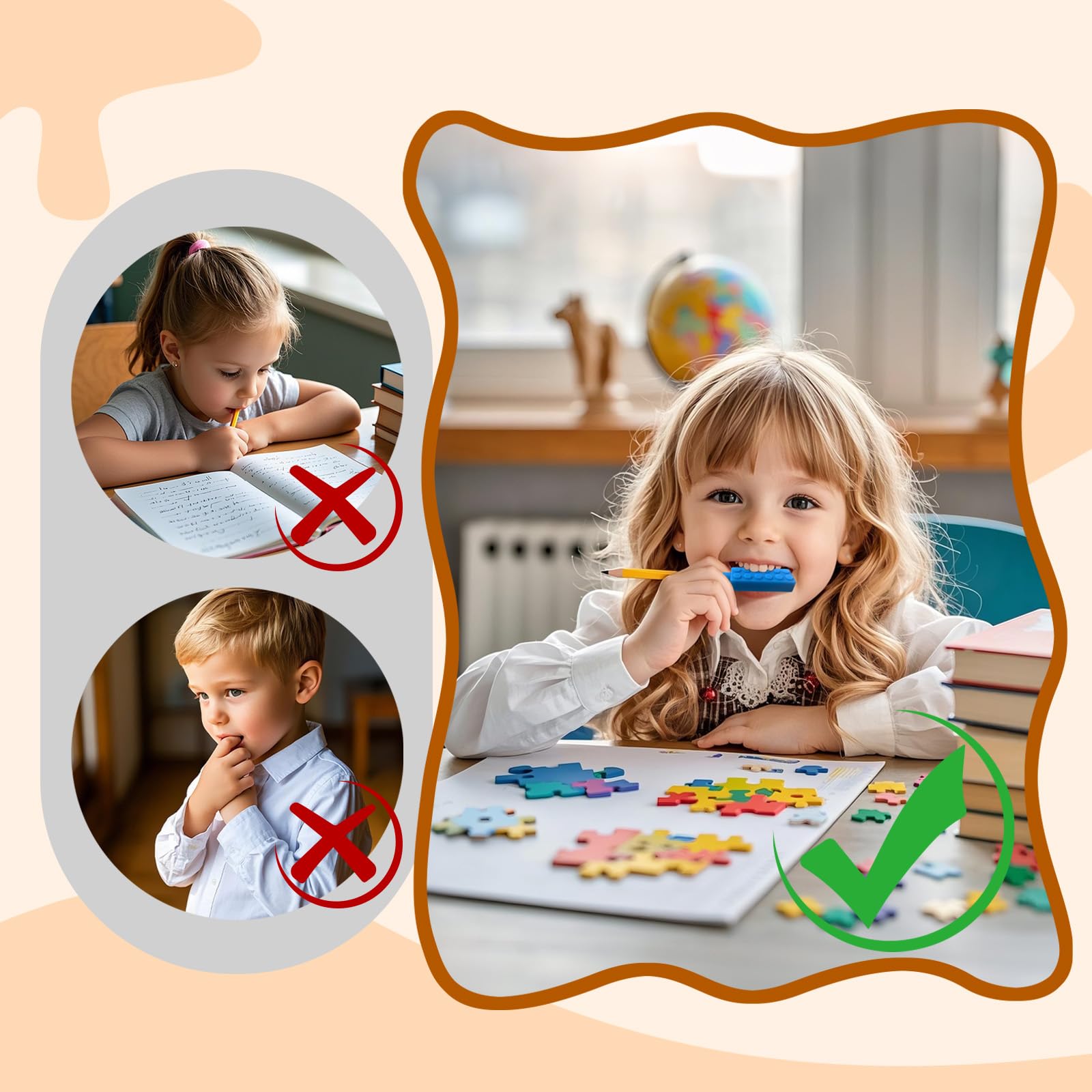 RUIOMII 8 Packs Silicone Pencil Toppers Sensory Chew Topper for Autistic ADHD, Oral Motor Children Adult, color 2 - Image 4