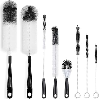 ALINK 8-Pack Bottle Cleaning Brush Set - Extra Long Handle Brushes for Wine/Beer Bottles, Thermos, Straws, Lids & Tumblers