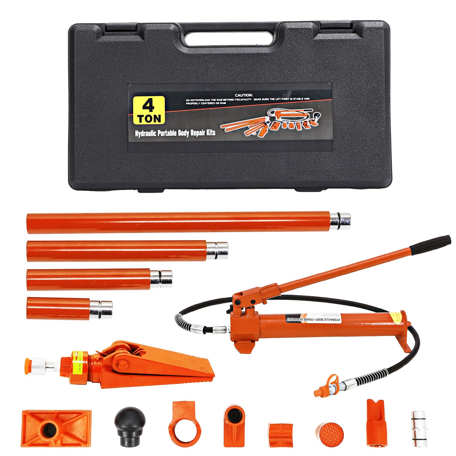 Porta Power Set 4 ton, przenośny podnośnik hydrauliczny, zestaw narzędzi z pudełkiem do przechowywania, do warsztatu samochodowego, naprawy karoserii, ramy, warsztatu, rolnictwa, ciężkich urządzeń