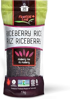 Floating Leaf - Pure Riceberry Rice, Non-Glutinous Black Rice, Thailand Best, Non-GMO, Kosher, and Vegan, 1kg Rice Pack
