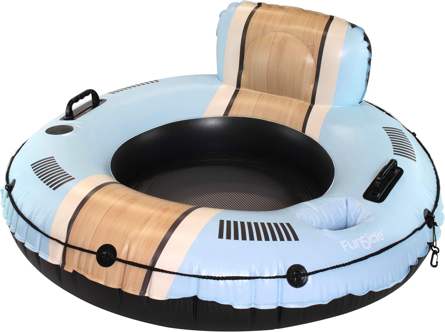 Maccabi Art Tahoe Lounge Inflatable Pool Float Tube for Adults – 48in River Lounge with Backrest, Cup Holder, Mesh Seat, Handles, Phone Holder – Durable Heavy-Duty Lake Float – Heavenly Blue