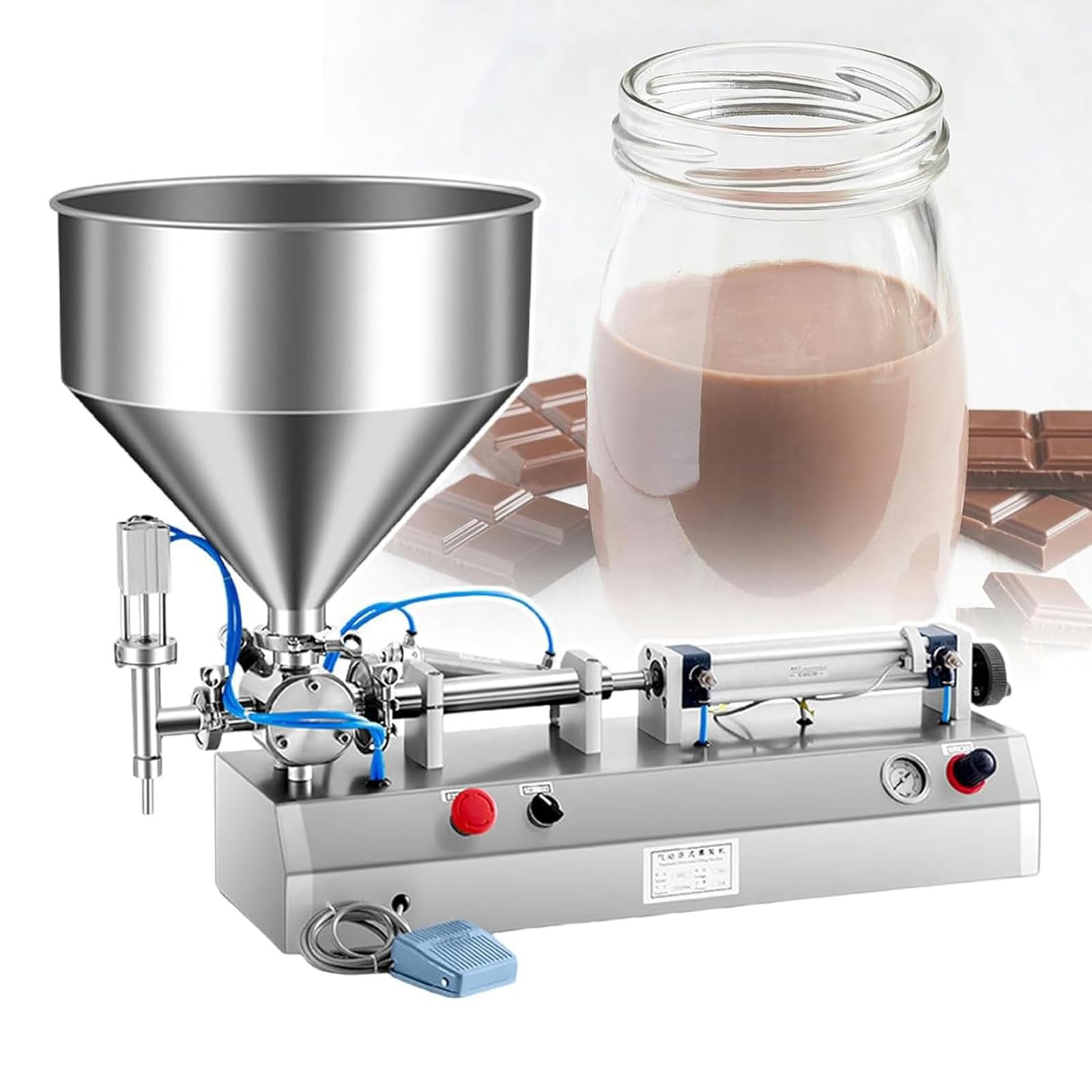 Máquina neumática de llenado de líquidos, dispensador de pistón de acero inoxidable para pasta, 300 W, llenado automático para aceites y líquidos, 15-35 latas/min, capacidad de 150-1500 ml