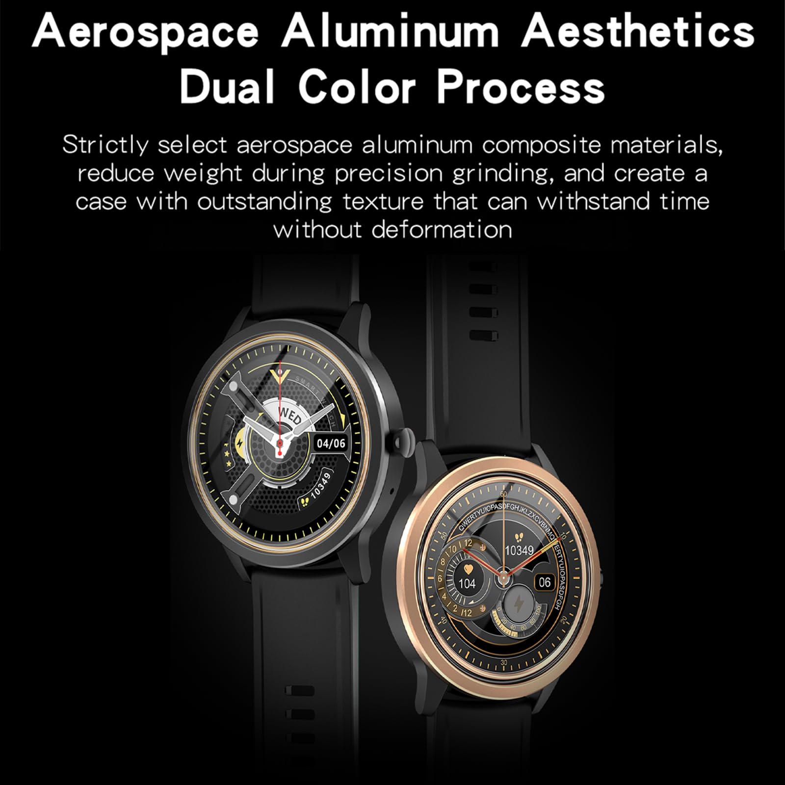 Yihou Smart Watch for Men Health Monitor with Heart Rate Blood Pressure Monitor Fitness Watch Answer Calls Sleep Tracking Notification Waterproof Custom Dial Split View for Android iOS Gold