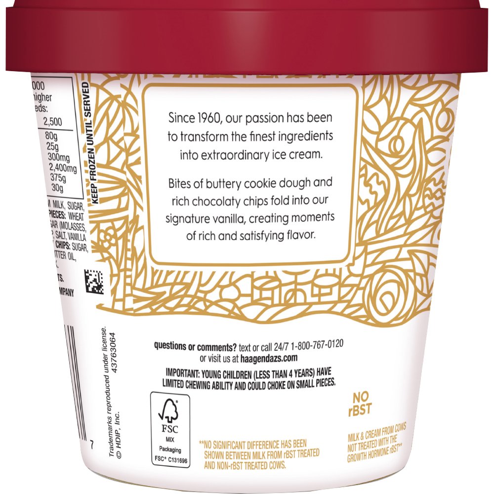 Buy HaagenDazs, Chocolate Chip Cookie Dough Ice Cream, 14 oz (Frozen