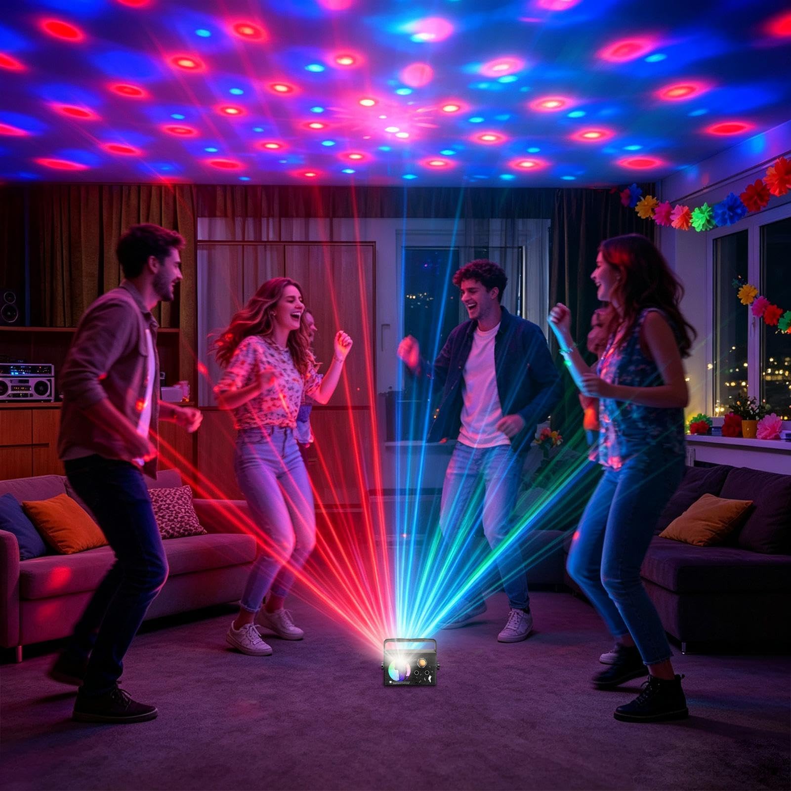 Luces de fiesta de DJ: luz estroboscópica LED activada por sonido y bola de