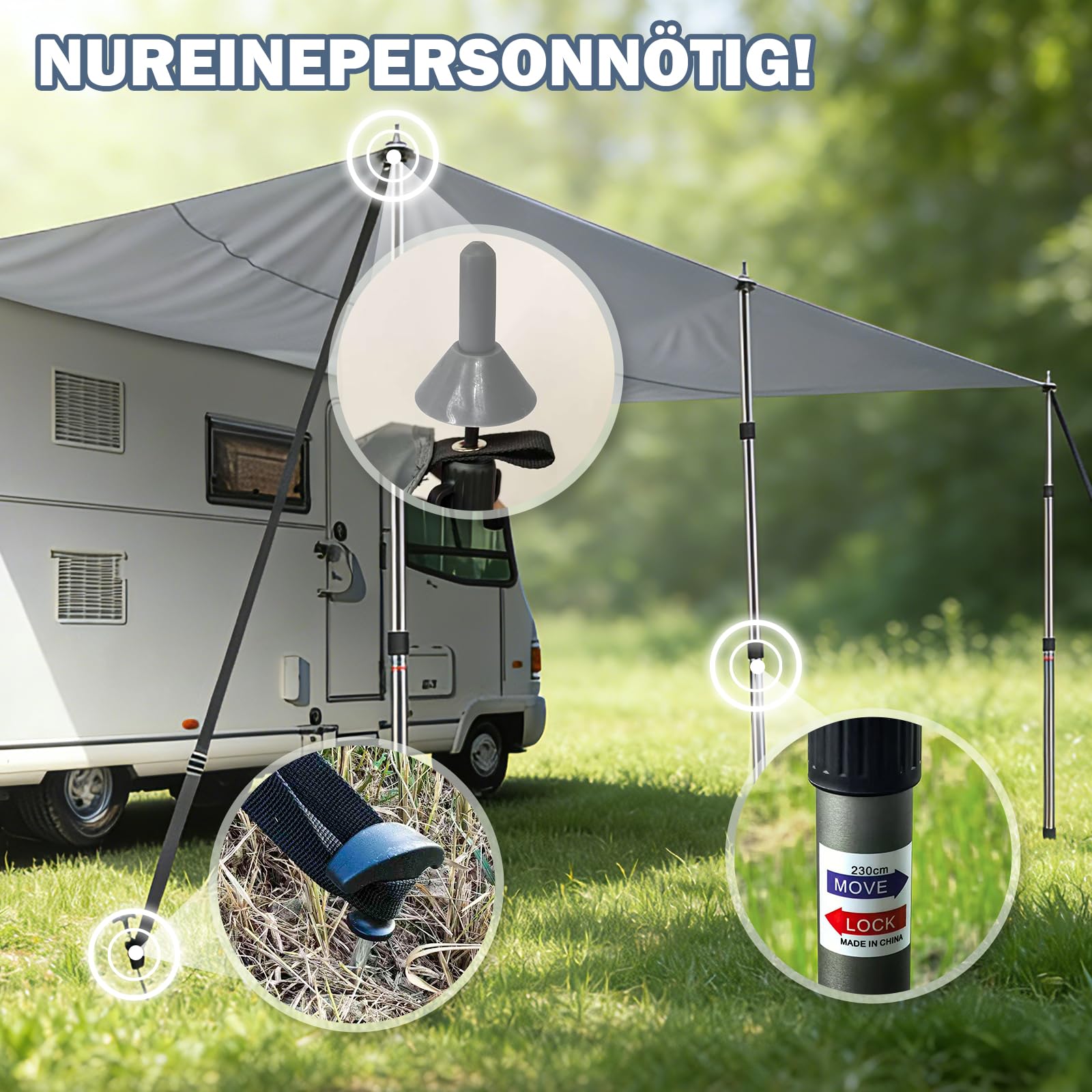 Sonnensegel Mit Kederleiste, Busvorzelt, Vorzelt Auto, sonnensegel Camper,  vorzelt Wohnwagen, Wohnwagen Mit Keder 3x2.4m, Doppelkeder 4.7-7mm, Camper  Kederschiene : Amazon.de: Auto & Motorrad