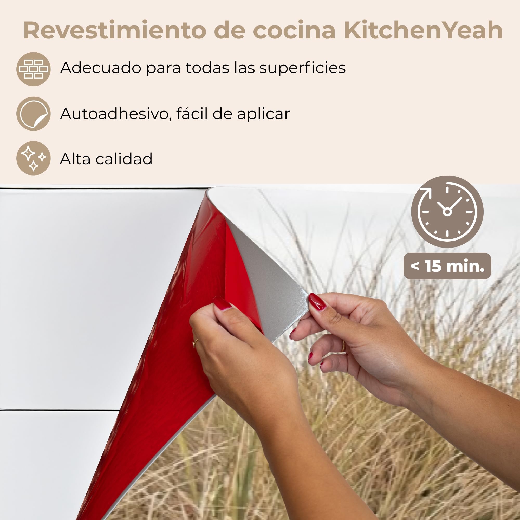 KitchenYeah© Antisalpicaduras Cocina 60x300 cm Adhesivo Salpicadero Protector Pared Salpicaduras Revestimiento Nubes - Paisaje dunar - Arena