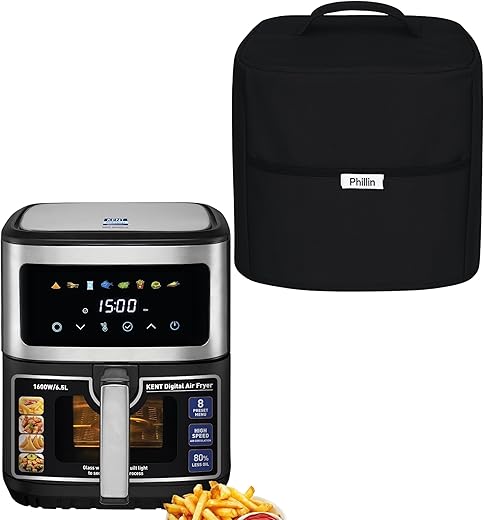 Air Fryer Dust Cover for KENT Digital 6.5L Only Waterproof & Dustproof Kitchen Appliance Cover with Handle – Black (14 inch x 14 inch)