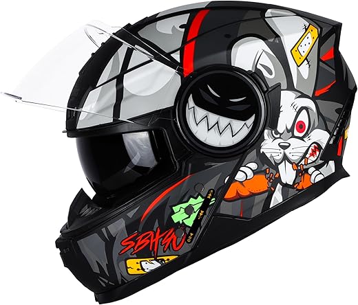 Steelbird Crazy Doe Bluetooth Full Face ISI Certified Motorcycling Helmet for Men with Inner Smoke Sun Shield | SBH-40 7Wings (X-Large 620 MM,...