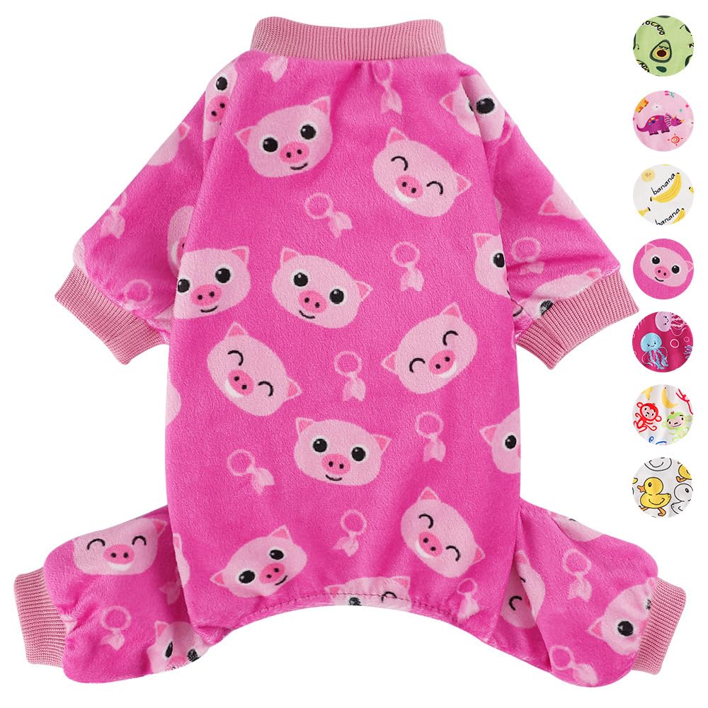 Small Size Dog Pajamas, Yorkie Chihuahua Pjs, Stretchable Banana Design Pet Apparel, Clothes for Teacup Sleepwear Dogs, Comfortable Puppy Jumpsuit(Pig, XS)