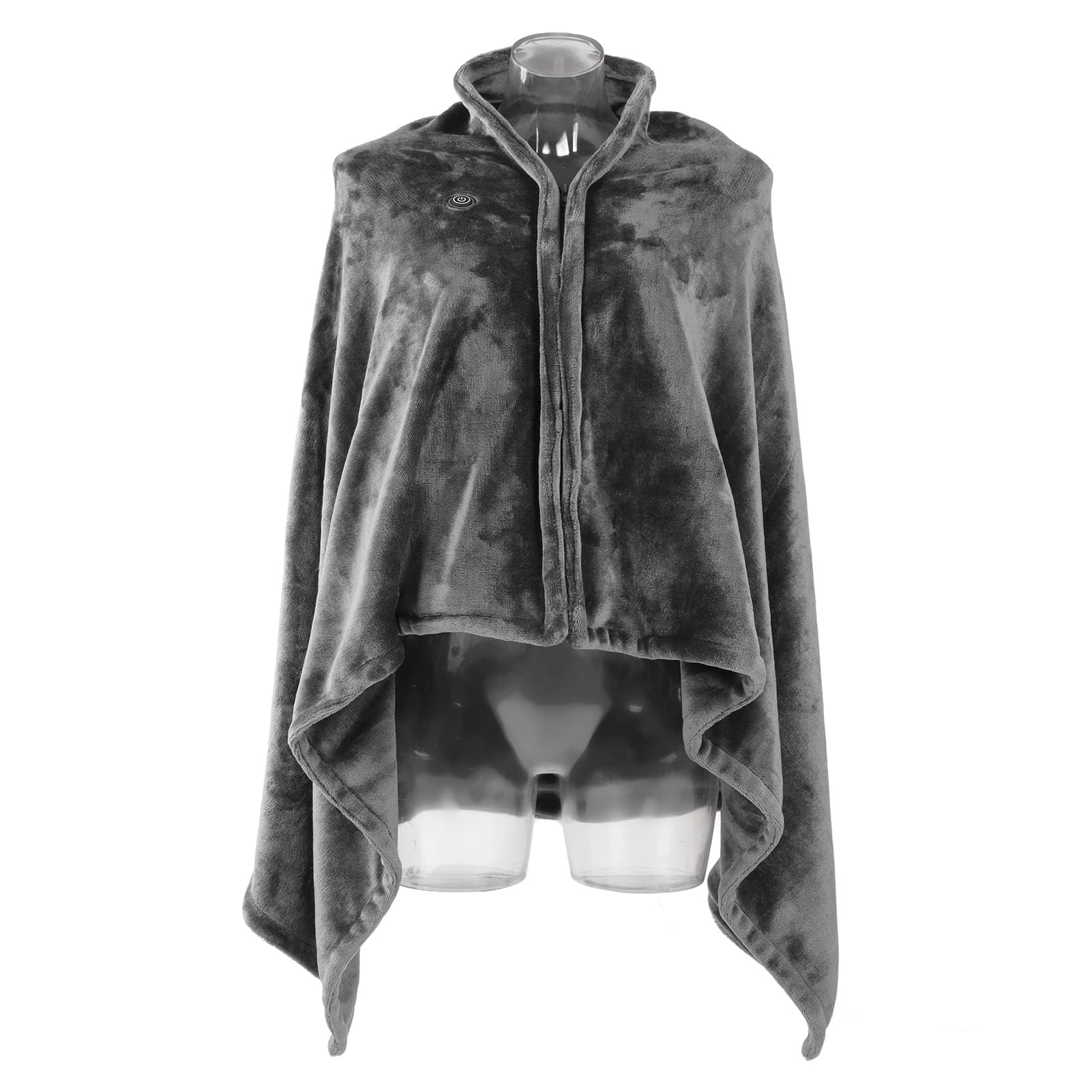 Couverture Chauffante Sherpa, Poncho Chauffant Portable en Peluche avec 3 Réglages de Chaleur pour Voiture Bureau Voyage Domicile Gris