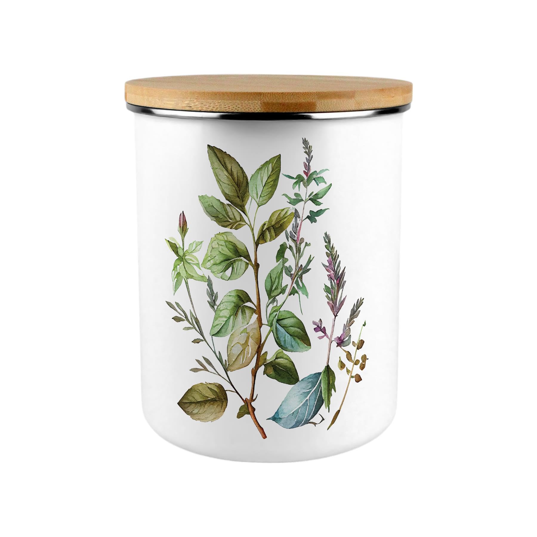 Watercolour Herbs Storage Tin - 2.7L Extra-Large Home & Kitchen Canister