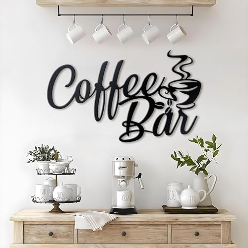 Miniatura 7 de KOYILTD Letrero de metal negro para barra de café para pared, cafetería, cafetería, decoración de pared, accesorios de cocina, letrero de taza negra