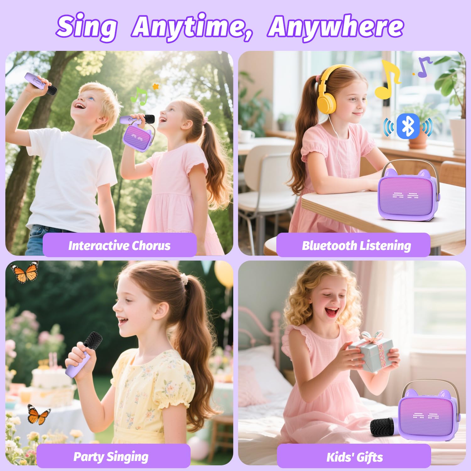 Karaoke Maschine mit 2 Karaoke Mikrofonen Kinder: Mini Karaoke Maschine Geschenk Mädchen mit Mikrofon Kindertag Geschenk Spielzeug 3-12 Jahre - Geburtstagsgeschenk MusikLautsprecher
