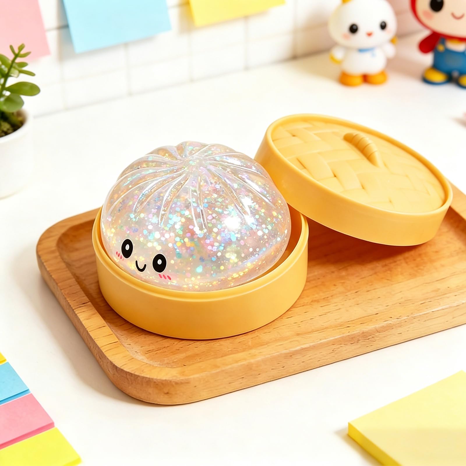 2026 New Glitter Dumpling Squishy Box, Stress Relief, Soft Squeeze Decompression Dough, Glitter Dumpling Squishy for Stress Relief (Transparent) — view 7