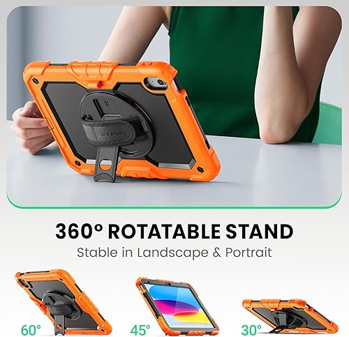 Miniatura 122 de SEYMAC Funda protectora para iPad Air 5ª/4ª generación de 10.9", cuerpo completo a prueba de golpes con protector de pantalla, soporte Negro