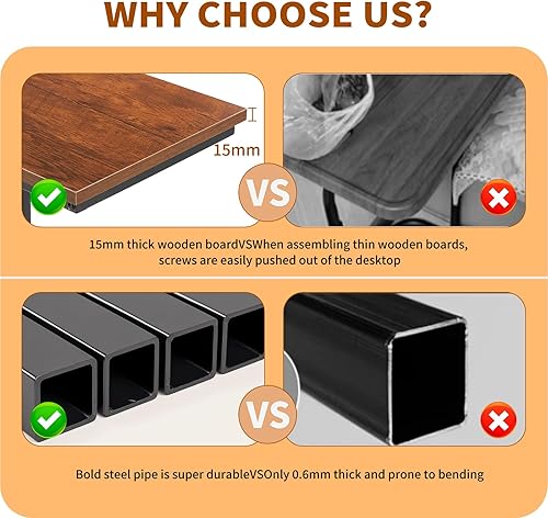 Miniatura 4 de Mesa auxiliar en forma de C, mesa C para sofá, mesa de sofá pequeña con marco de metal para sala de estar, dormitorio, madera marrón