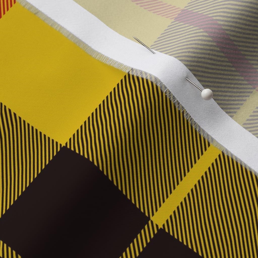 Spoonflower Fabric - Tartan Plaid Scottish Yellow Printed on Organic Cotton Sateen Fabric by The Yard - Sewing Quilting Apparel Home Decor