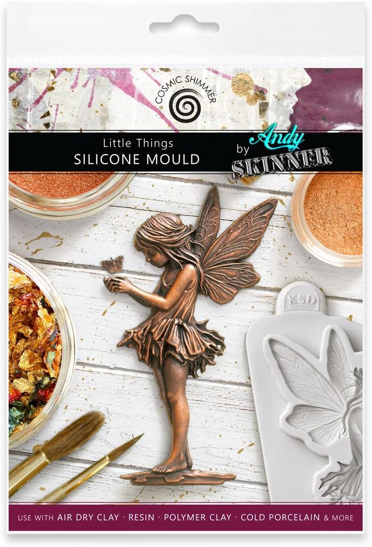 Cosmic Shimmer Little Things Silicone Mold by Andy Skinner – Fairy Girl and Butterfly Craft Mold for Clay, Resin, Mixed Media and Card Making