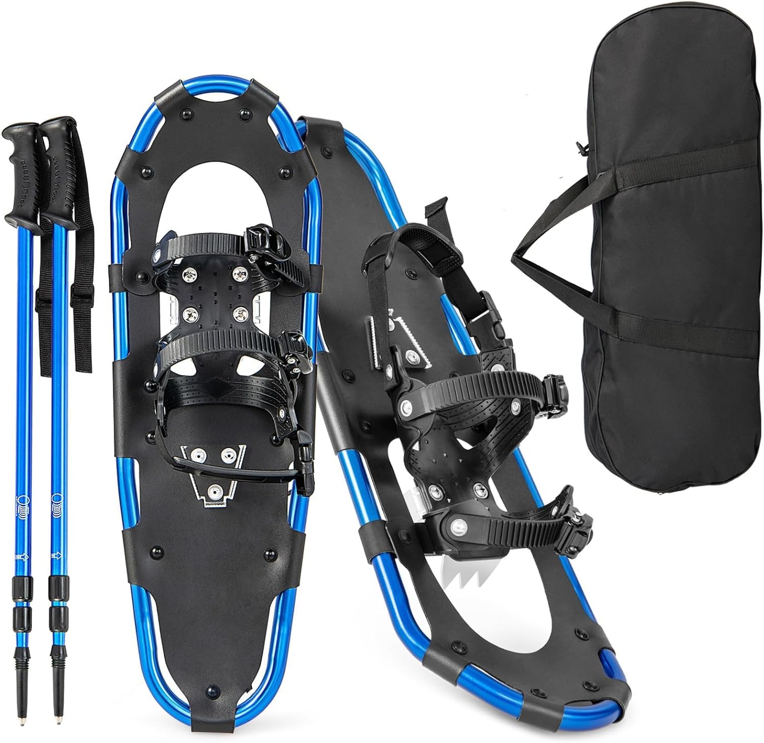 GYMAX Juego de Raquetas de Nieve 3en1 Aluminio 53/63/76 cm Bastones de Trekking Bolsa de Transporte