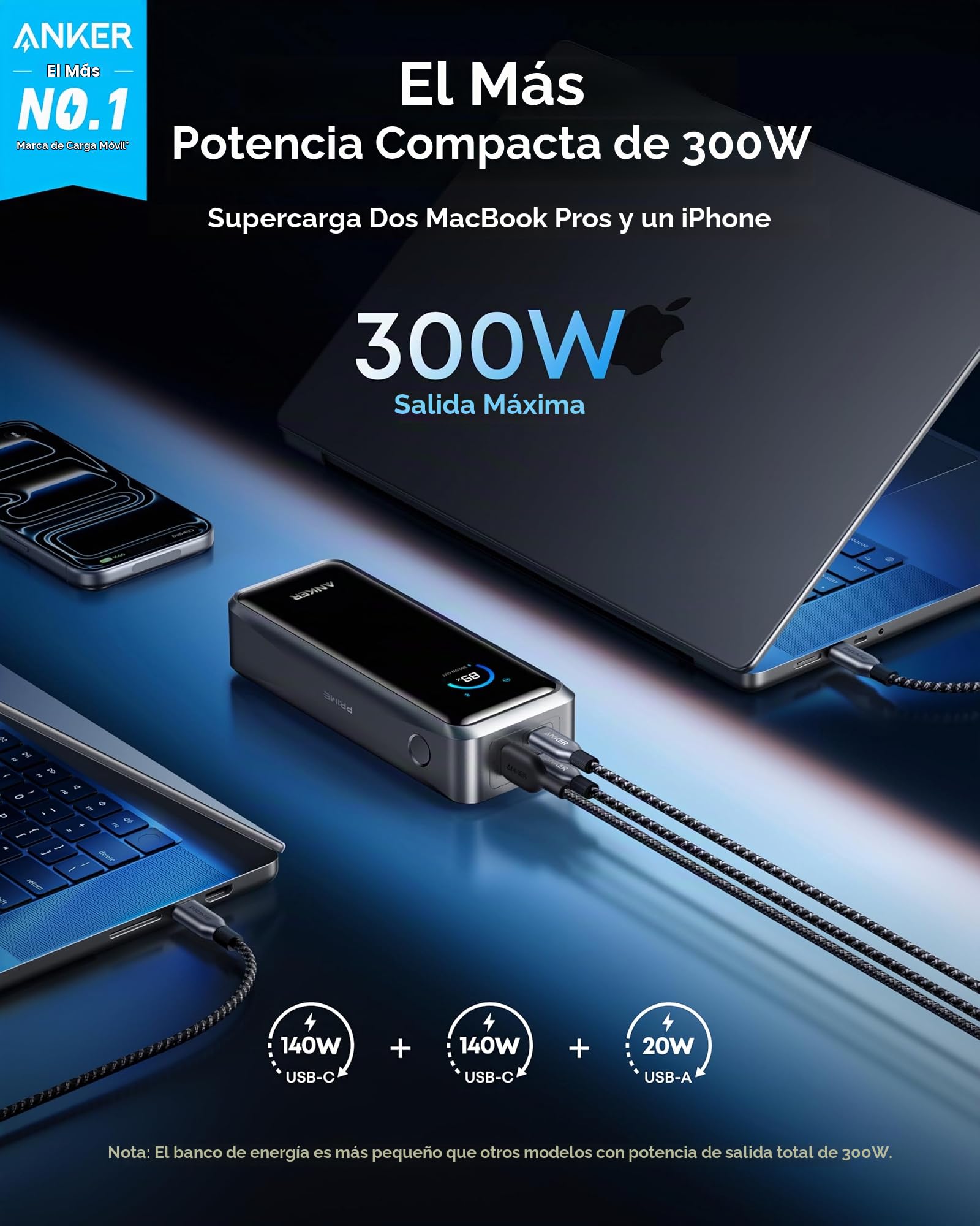 Anker Prime Power Bank 26K 300W アンカー Amazon.com: Anker Prime PowerBank (26K, 300W) Cargador USB C Prime