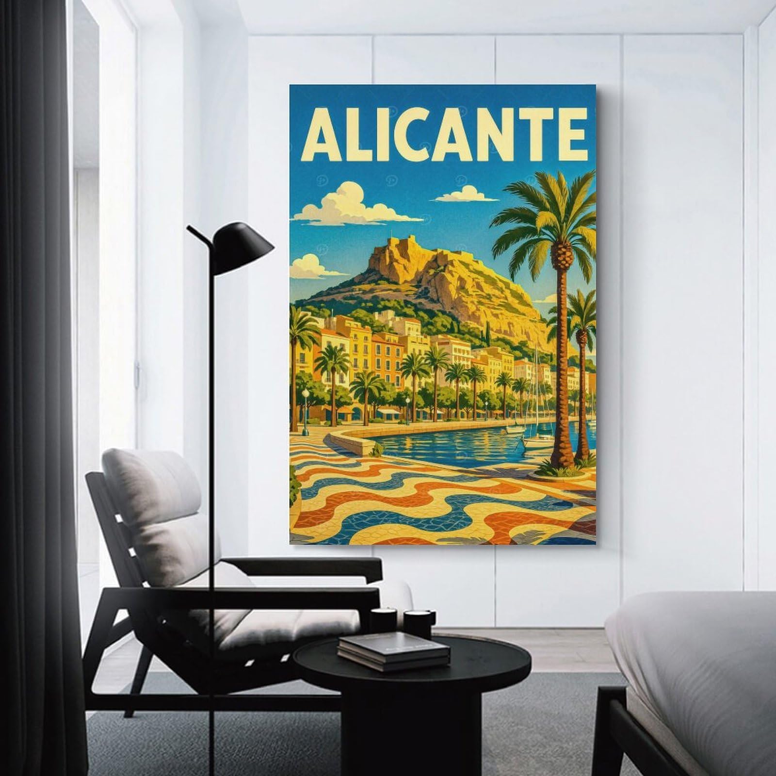 Junmoney Alicante Travel Wall Picture Print 12x18inch(30x45cm), for Picture Wall Styling in Lounge Or Bedroom, Ideal for Building A Coordinated Art Wall