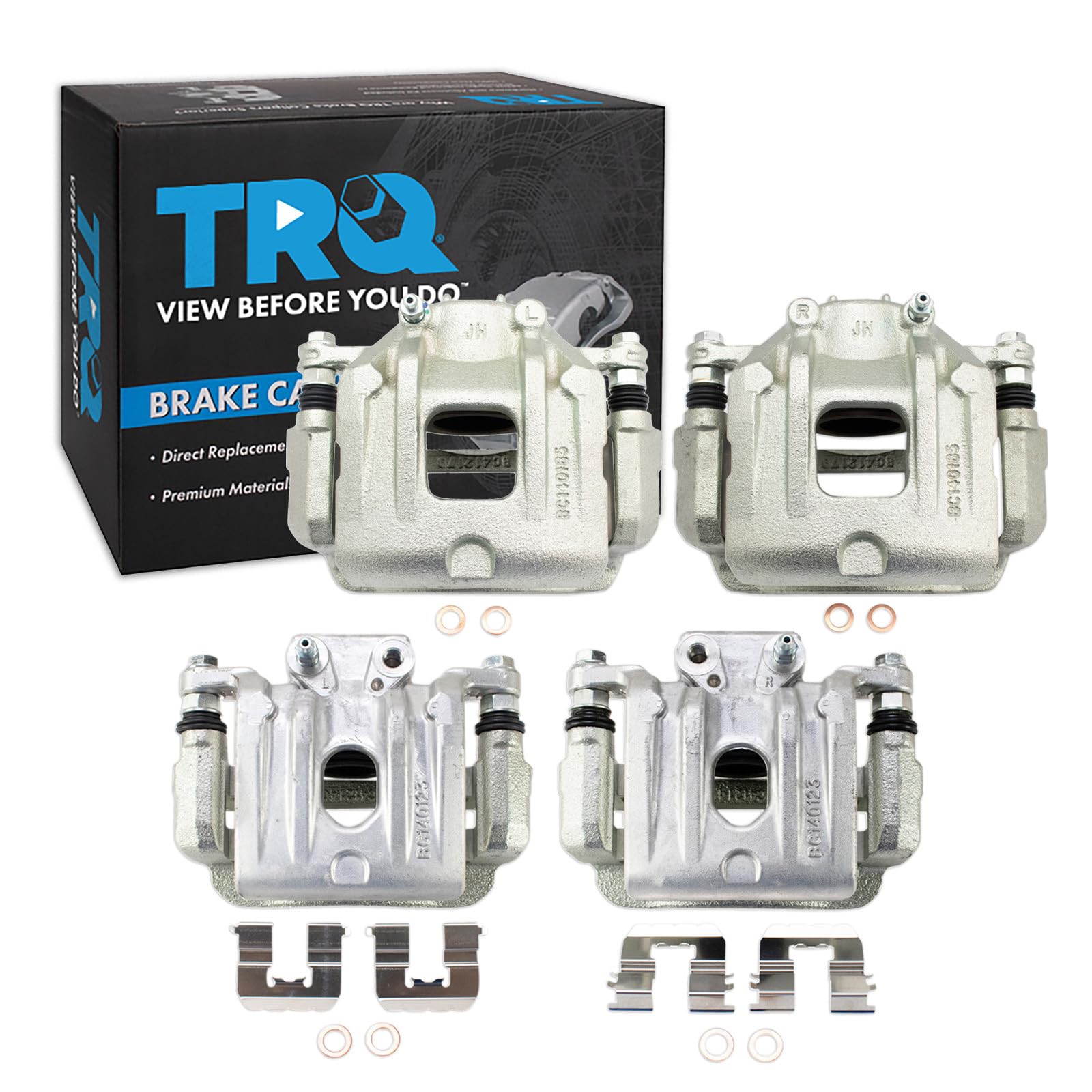 TRQ Front and Rear Brake Caliper Set Zinc Coated Brackets Compatible with 2010-2012 Hyundai Santa Fe 2011-2013 Kia Sorento