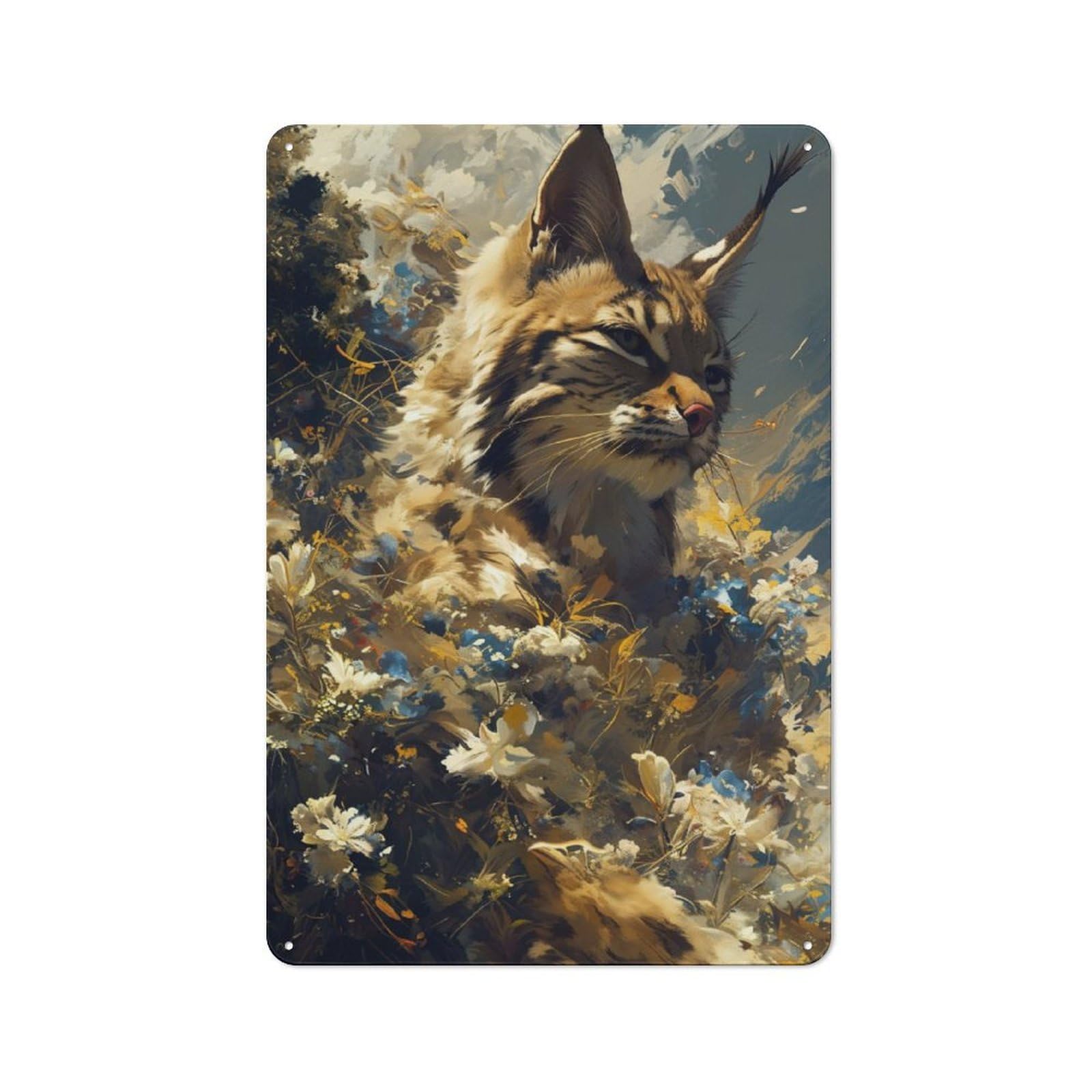 Junmoney Lynx Lush Vintage Tin Wall Plaque 30X20cm For Café Or Restaurant, A Decorative Christmas Gift For Café Owners And Decorators