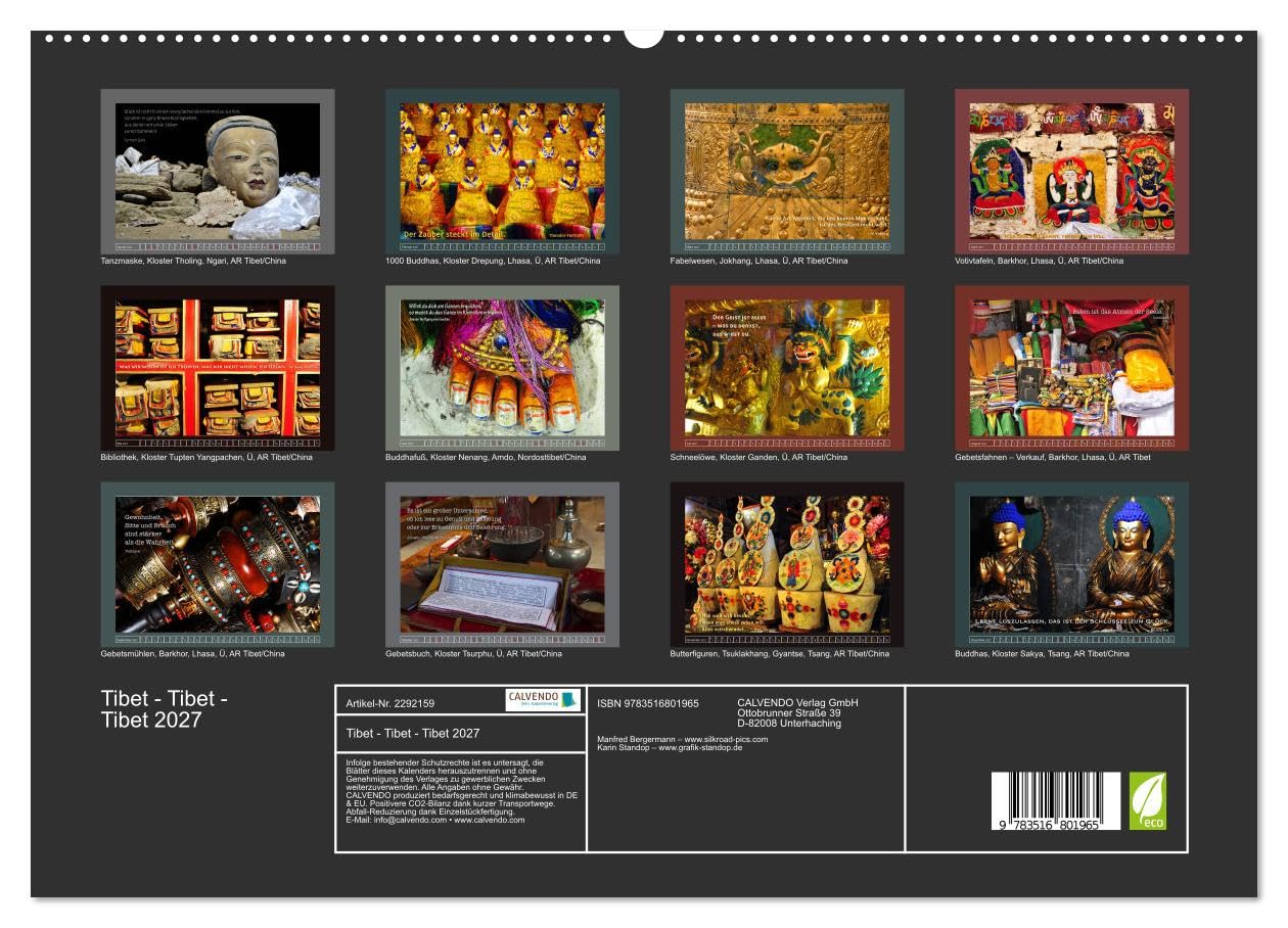 Tibet - Tibet - Tibet 2027 (hochwertiger Premium Wandkalender 2027 DIN A2 quer), Kunstdruck in Hochglanz: In diesem Kalender finden Sie Bilder aus dem ... Bild inhaltlich ergänzen. (CALVENDO Glaube)