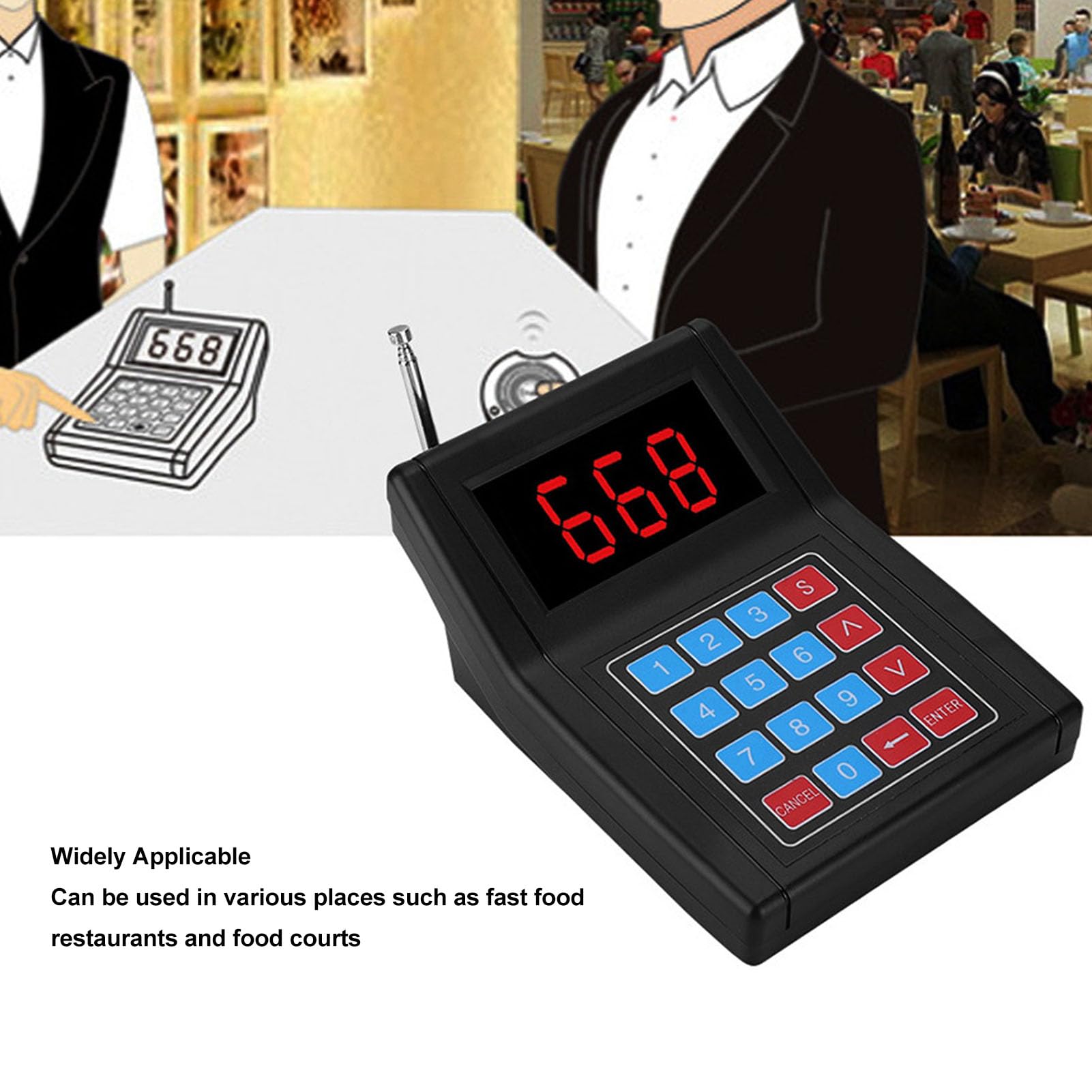 System Pagera Restauracyjnego SU-668, 20 Pagerów Brzęczyków z Wibracjami, Miganiem, Systemem Przywoływania Kolejek, Bezprzewodowy System Przywoływania Gości Klientów (wtyczka UE)